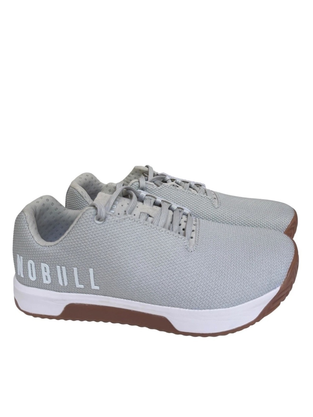 NOBULL Light Gray Mesh Trainers with Brown Outsole Mens 13